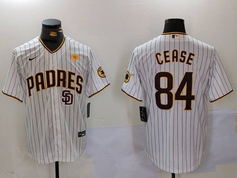 Men San Diego Padres #84 Cease White stripe Game 2024 Nike MLB Jersey style 1